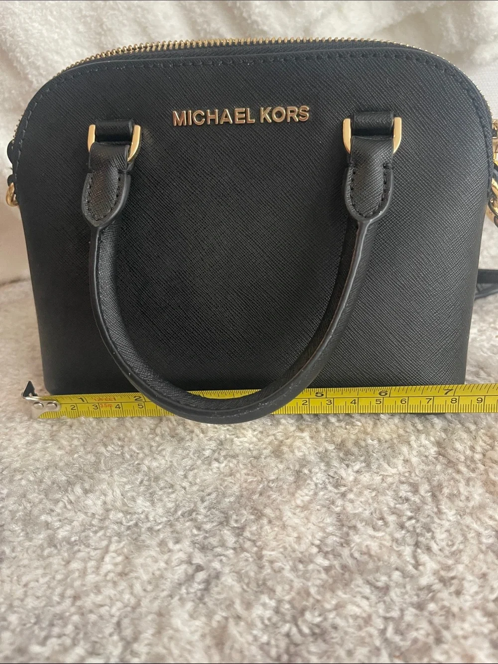 Michael Kors Black Mini Saffiano Dome Crossbody